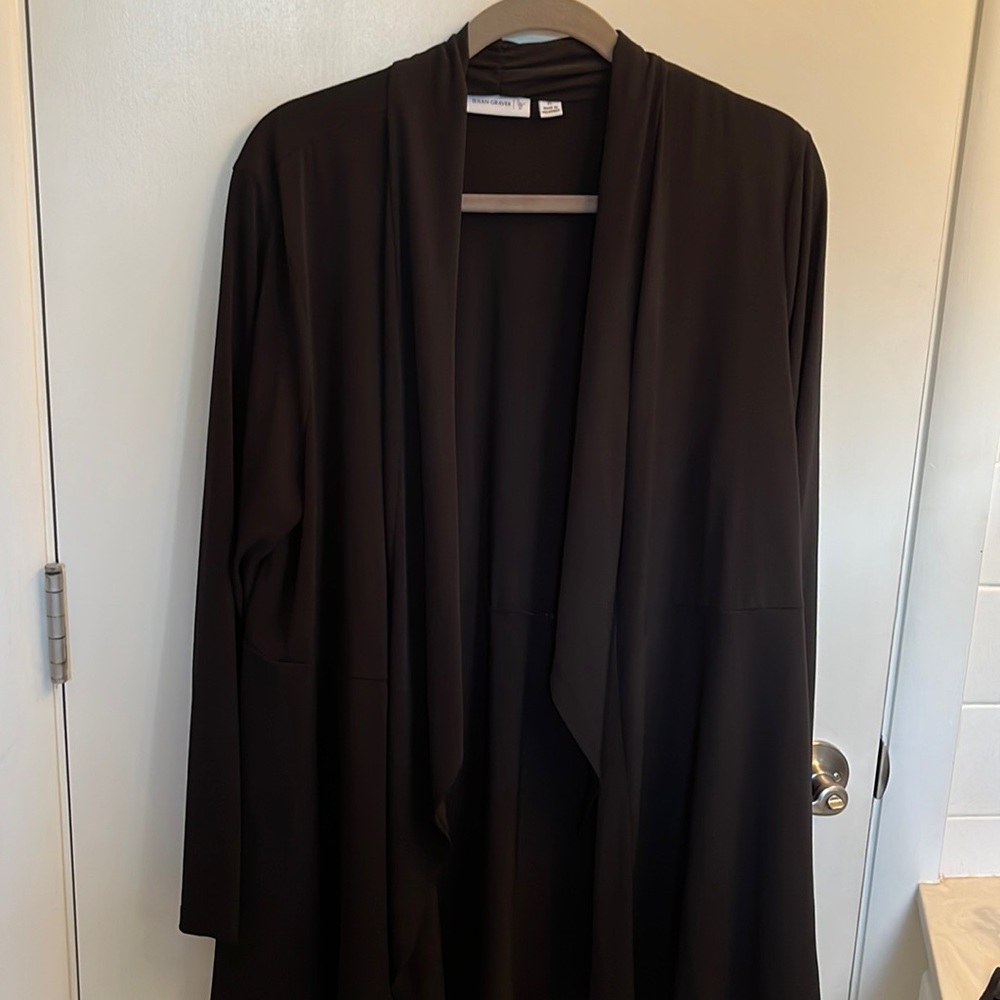 Black Susan Graver liquid knit open front cardigan